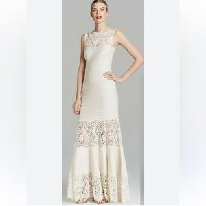 Tadashi Shoji Pintuck Boatneck Jersey Gown